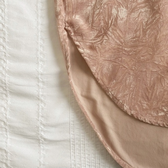 ARITZIA WILFRED LE FOU SILK BLEND CRISTOL PINK CRUSHED VELVET BUTTON DOWN SHIRT - Picture 8 of 9